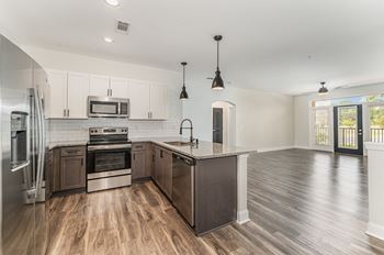 Luxury vinyl plank flooring in kitchen & living areas